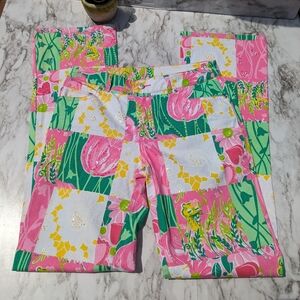 Lilly Pulitzer Vintage White Label Derby Patch Sequin Pants size 2